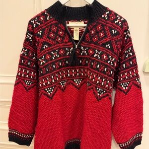 Jones New York Red and Black Patterned Sweater